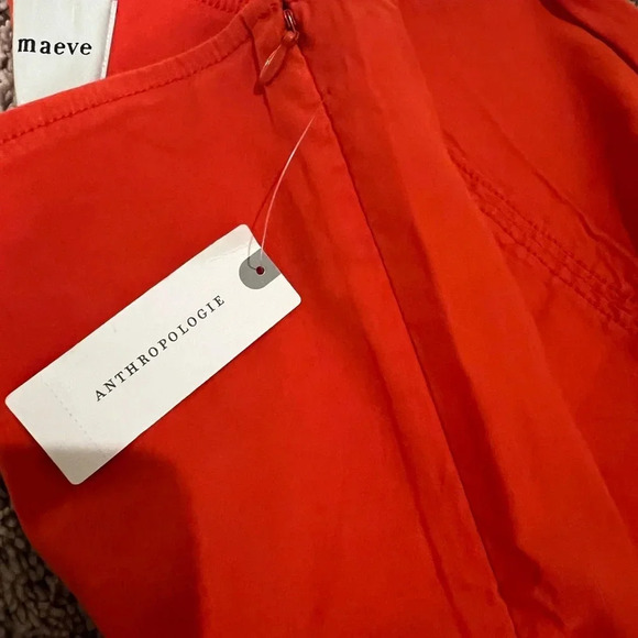 NWT new Anthropologie maeve structured bombshell capris pants red 6 orange - Picture 11 of 15